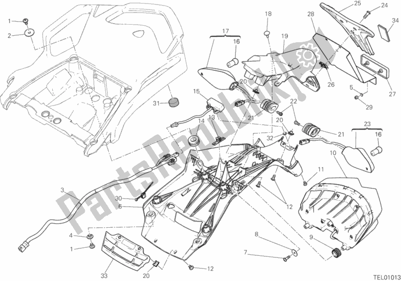 Tutte le parti per il 27a - Portatarga - Fanale Posteriore del Ducati Multistrada 1200 Enduro Thailand 2017